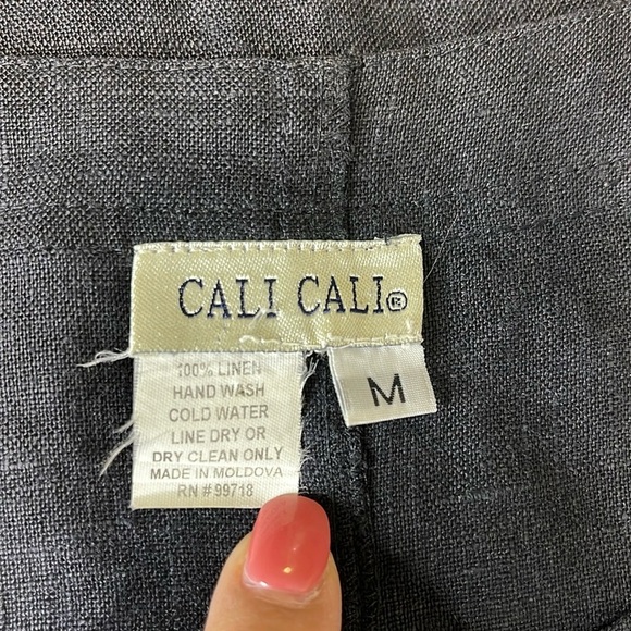 Cali Cali Women’s Tank Navy Black Linen Maxi Dress Size Medium Button Detail - Picture 10 of 10